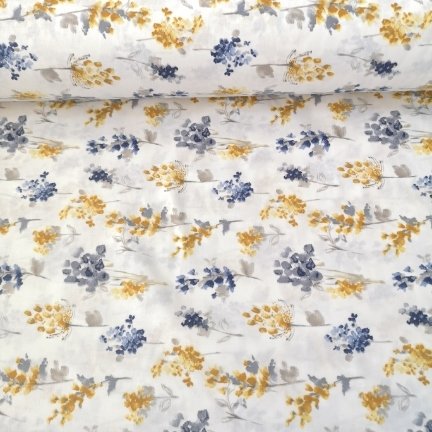 Son Bahar Buketleri Poplin Kumaş Hardal