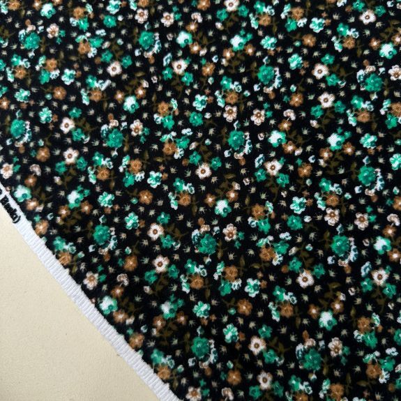 Minik Çiçekli Divitin-Pazen Kumaş Yeşil