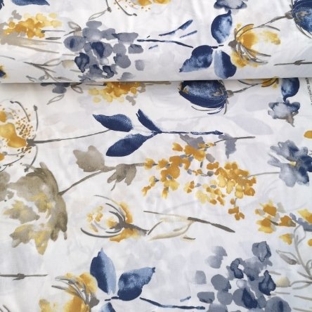 Pastel Laleler Poplin Kumaş Hardal