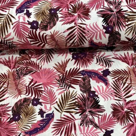 Palmiye Yaprağı Viskon Kumaş Pembe