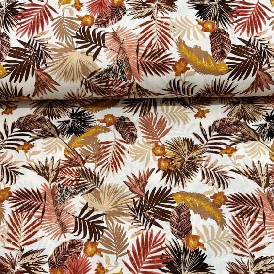Palmiye Yaprağı Viskon Kumaş Kahverengi