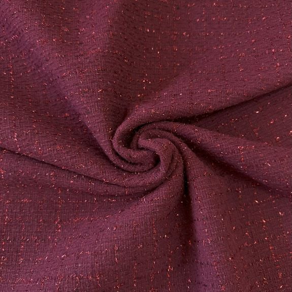 Elite Bordo Simli Şanel Kumaş