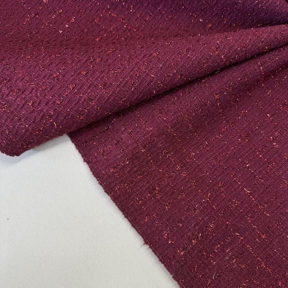 Elite Bordo Simli Şanel Kumaş