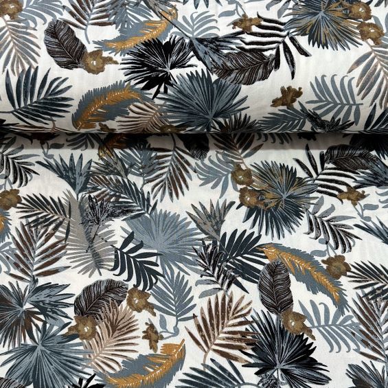 Palmiye Yaprağı Viskon Kumaş Gri