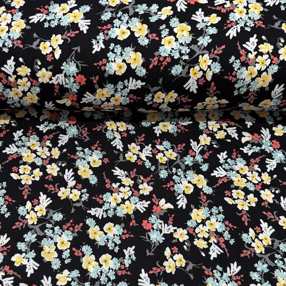 Renkli Papatyalar Viskon Kumaş Mint