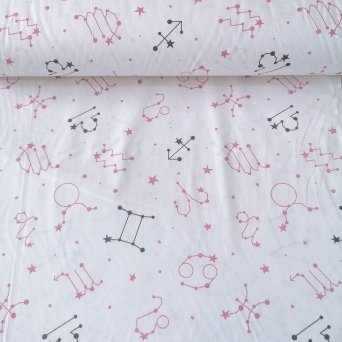Gök Haritası Poplin Kumaş Pembe