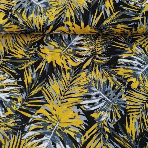 Koyu Palmiye Viskon kumaş Sarı