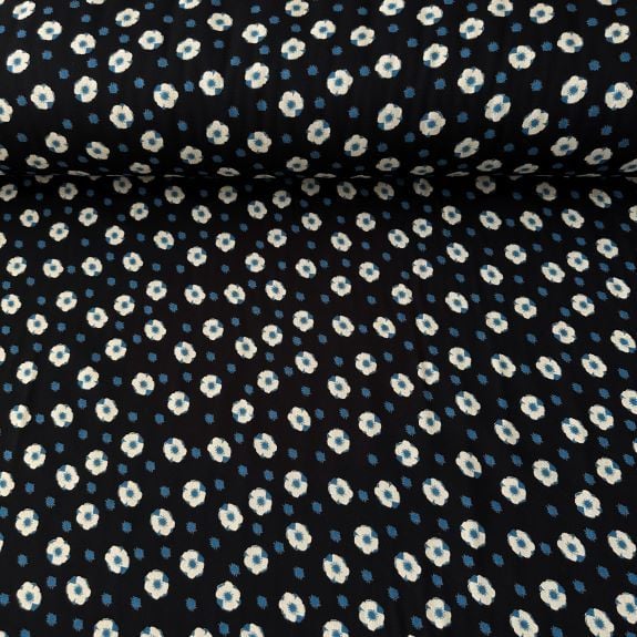 Minik Papatyalı Viskon kumaş Mavi