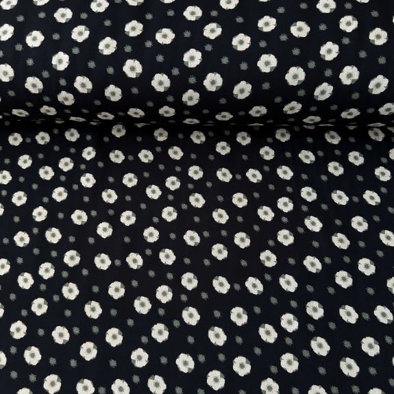 Minik Papatyalı Viskon kumaş Yeşil