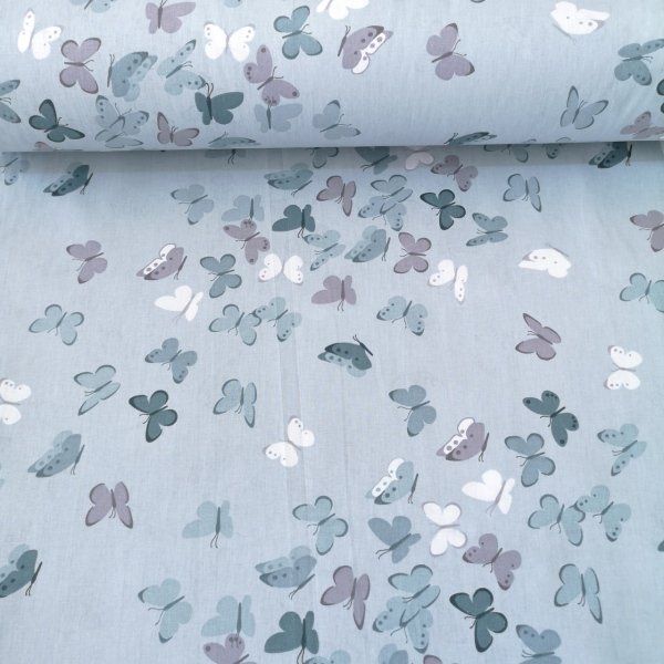 Minik Kelebekler Poplin Kumaş Mint