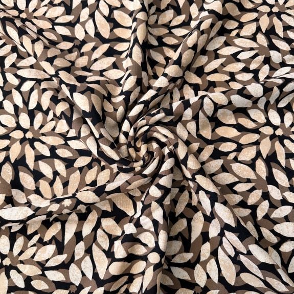 Yapraklar Viskon Kumaş Bej