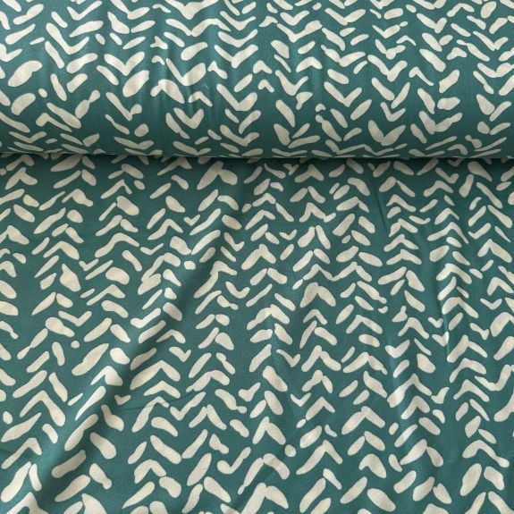Zincir Desen Viskon Kumaş Yeşil