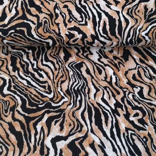 Dalgalı Desen Viskon Kumaş Camel