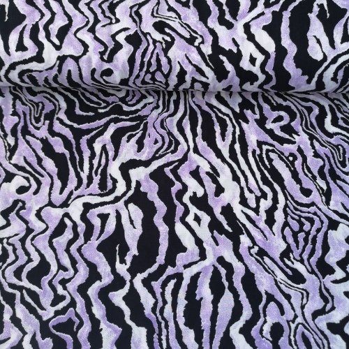 Dalgalı Desen Viskon Kumaş Lila