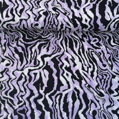 Dalgalı Desen Viskon Kumaş Lila