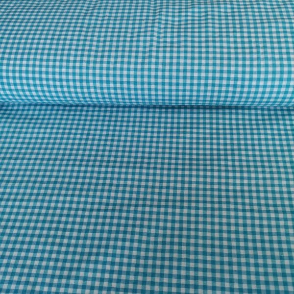 Turkuaz Pötikareli Zefir Kumaş