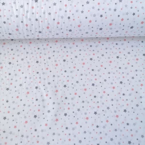 Minik Yıldızlar Poplin Kumaş Pudra