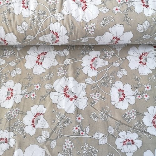 Karanfiller Poplin Kumaş Bej