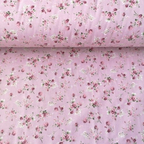 Çıtır Çiçekli Poplin Kumaş Gül Kurusu