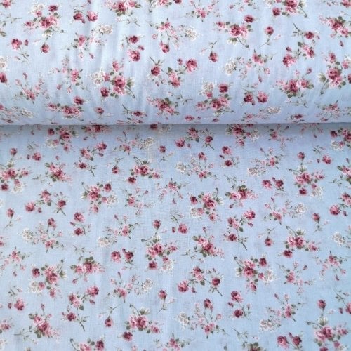 Çıtır Çiçekli Poplin Kumaş Mavi