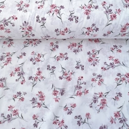 Minik Çiçek Dalları Poplin Kumaş Gül Kurusu