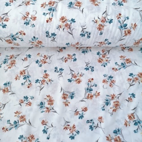 Minik Çiçek Dalları Poplin Kumaş Mint