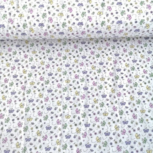 Minnak Kelebekler Poplin Kumaş Lila