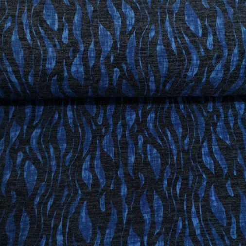 Zebra Desenli Triko Kumaş Mavi