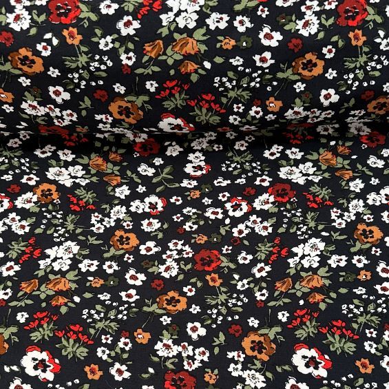 Minik Papatyalı Tek En Viskon Kumaş Kırmızı