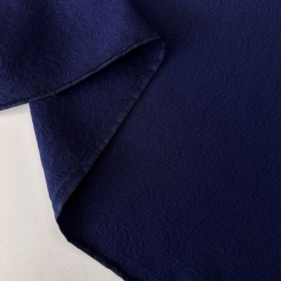 Flor Lacivert Brokar Kumaş