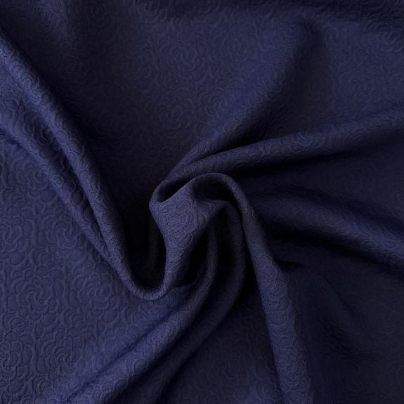 Flor Lacivert Brokar Kumaş