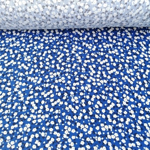 Çıtır Papatyalı Tek En Viskon Kumaş Mavi