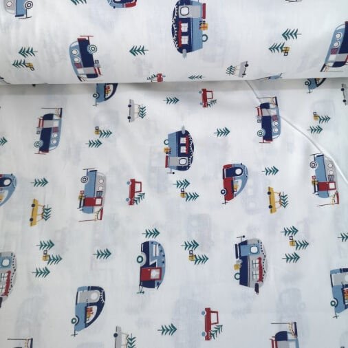 Karavanlar Poplin Kumaş Mavi
