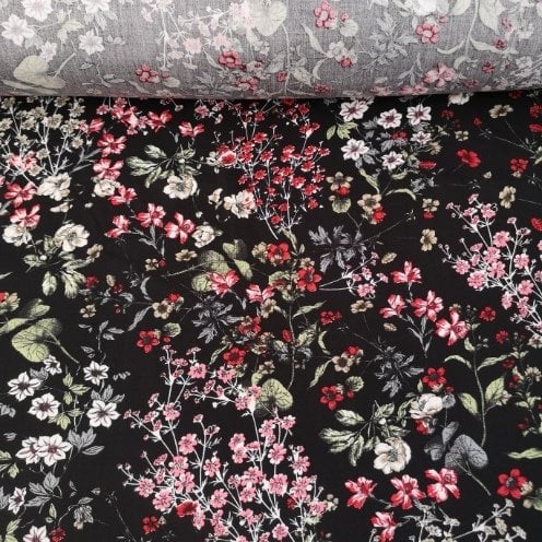 Bahar Çiçekleri Tek En Viskon Kumaş Pembe