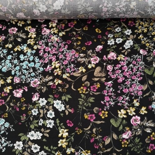 Bahar Çiçekleri Tek En Viskon Kumaş Sarı