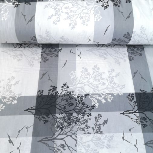Ağaçlar Poplin Kumaş Gri