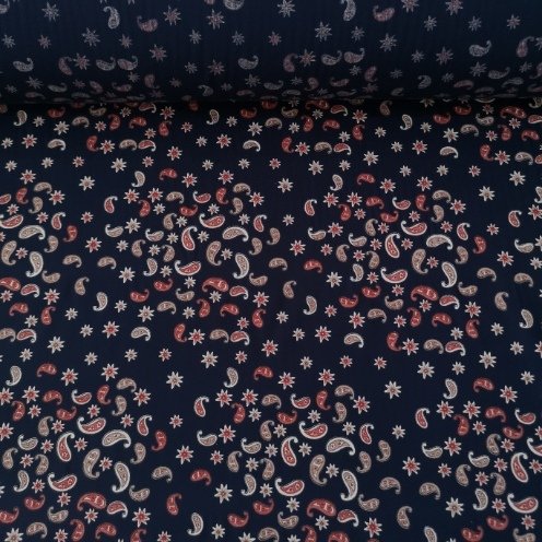 Minik Şal Desen Tek En Viskon Kumaş Lacivert